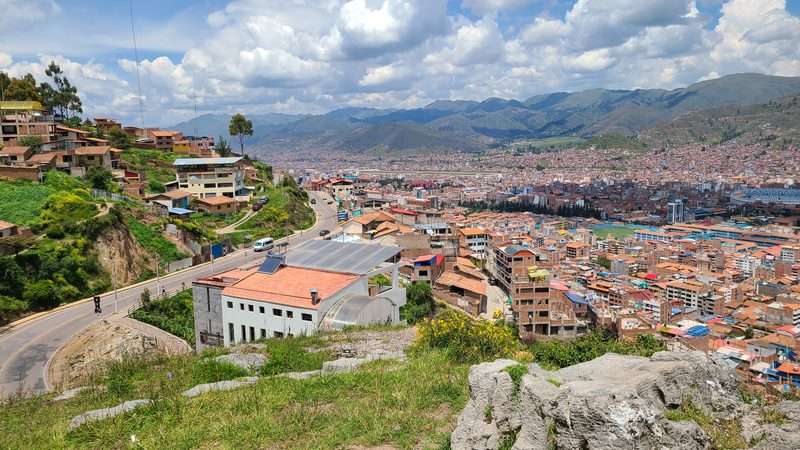 Panoramic view of Cusco city and surrounding mountains