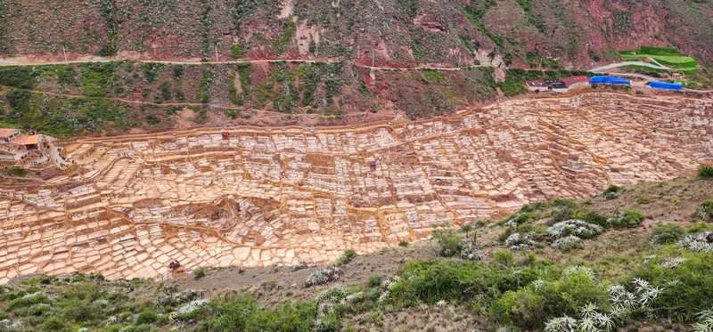 Ancient Maras salt mines terraces Sacred Valley Peru