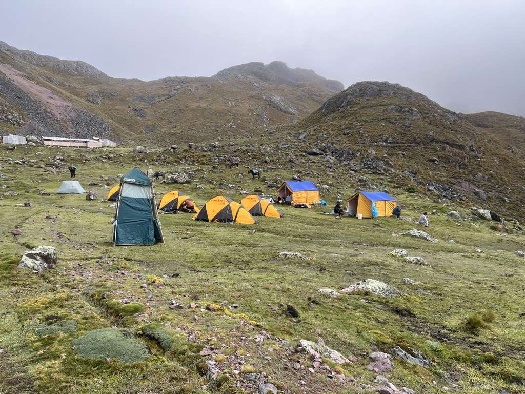 Lares trek campsite in the Andes