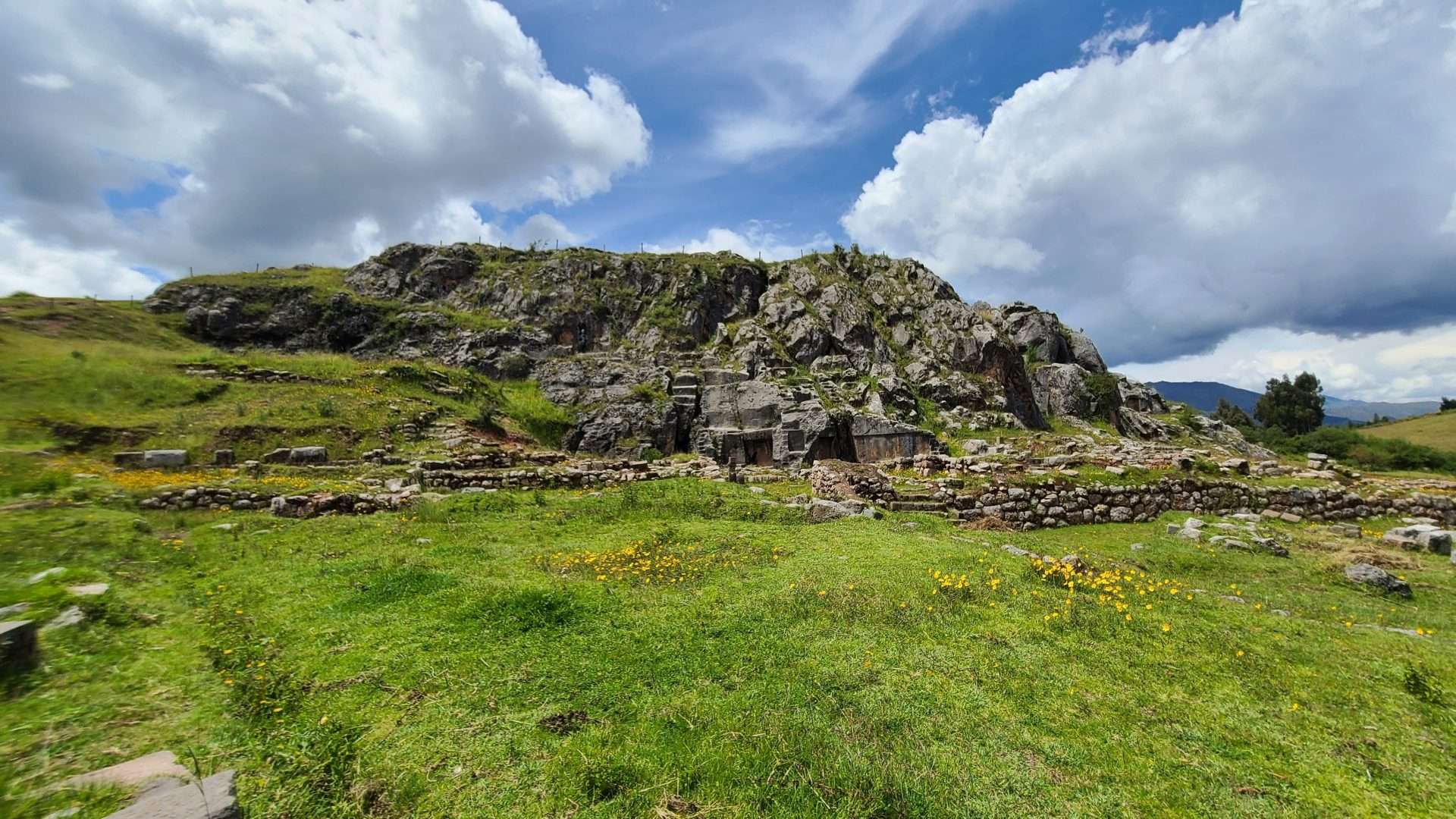 Temple of the Moon Amaru Markawasi ruins wide view Cusco